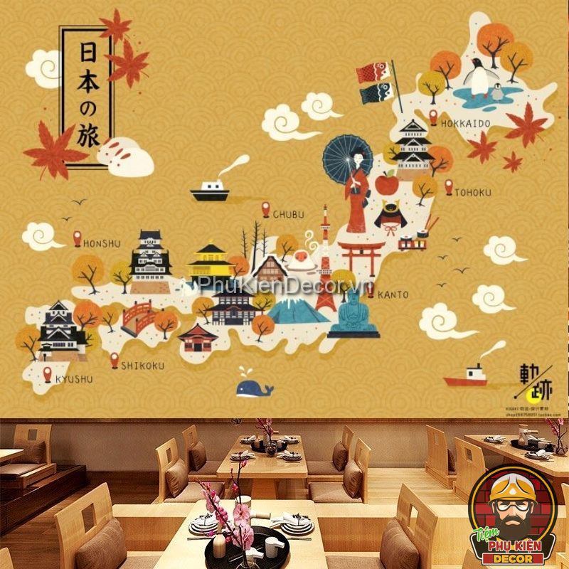 Tranh dán tường 3D địa danh Nhật Bản mới lạ Tranh dán tường 3D địa danh Nhật Bản mới lạ
