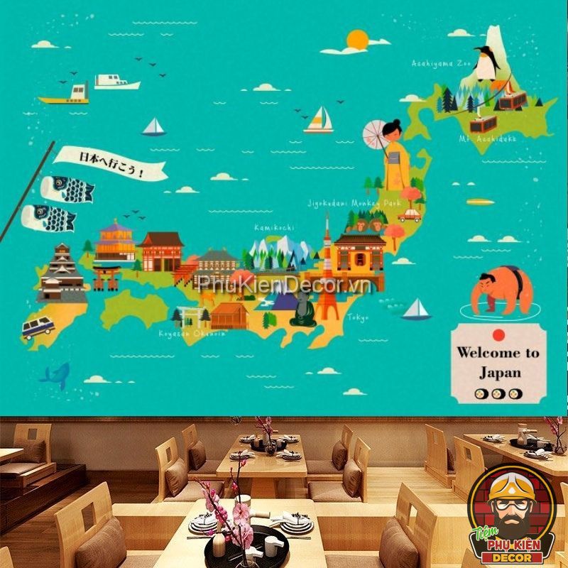 Tranh dán tường 3D địa danh Nhật Bản mới lạ Tranh dán tường 3D địa danh Nhật Bản mới lạ