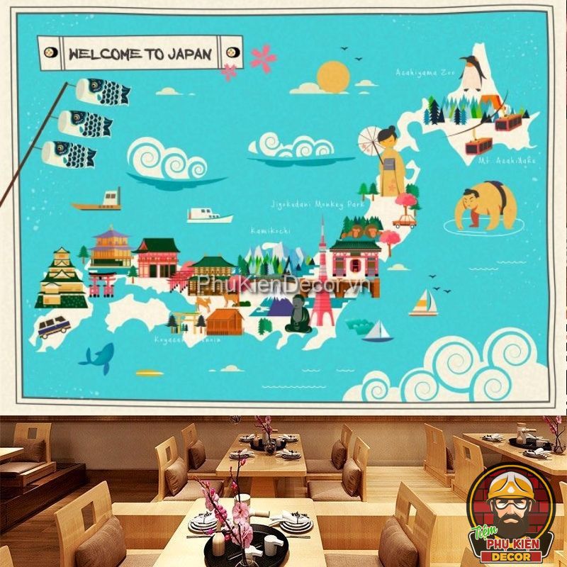 Tranh dán tường 3D địa danh Nhật Bản mới lạ Tranh dán tường 3D địa danh Nhật Bản mới lạ