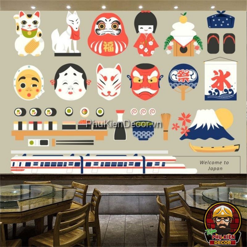 Tranh dán tường phong cách hiện đại Nhật Bản vô cùng mới lạ Tranh dán tường phong cách hiện đại Nhật Bản vô cùng mới lạ