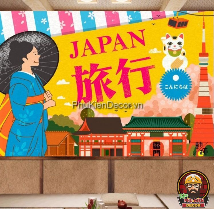 tranh dán tường 3D phong cách hiện đại Nhật Bản tranh dán tường 3D phong cách hiện đại Nhật Bản