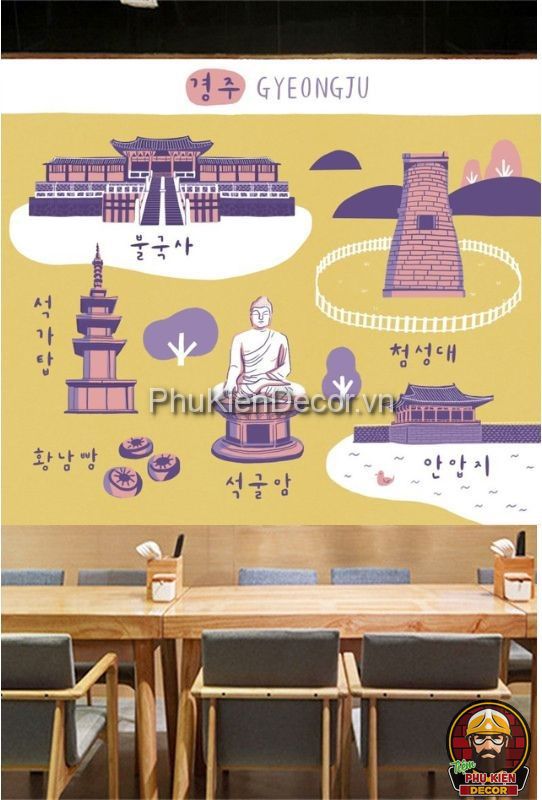 Tranh dán tường 3D địa danh phong cảnh Hàn Quốc sáng tạo, mới mẻ Tranh dán tường 3D địa danh phong cảnh Hàn Quốc sáng tạo, mới mẻ