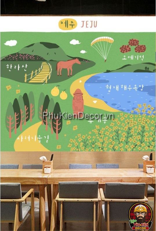 Tranh dán tường 3D địa danh phong cảnh Hàn Quốc Tranh dán tường 3D địa danh phong cảnh Hàn Quốc