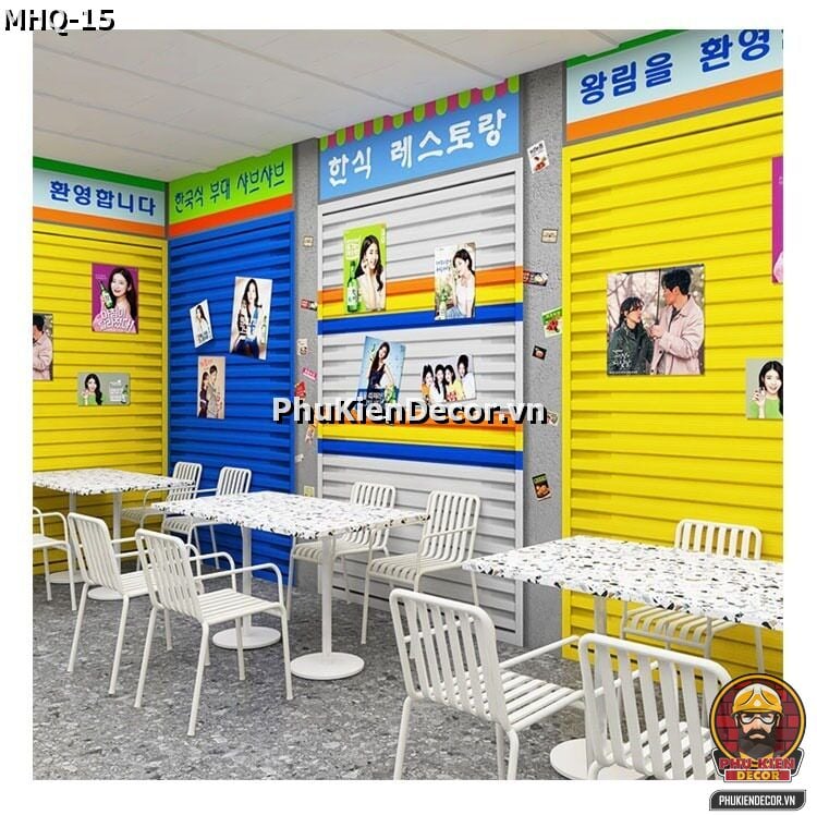 Tranh dán tường 3D Hàn Quốc phong cách dành cho Quán Ăn Vặt Học sinh, Tuổi Teen, Gen Z Tranh dán tường 3D Hàn Quốc phong cách dành cho Quán Ăn Vặt Học sinh, Tuổi Teen, Gen Z