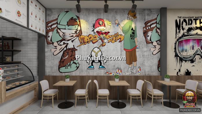 Tranh dán tường 3D kiểu bụi bặm, đường phố, hip hop Tranh dán tường 3D kiểu bụi bặm, đường phố, hip hop