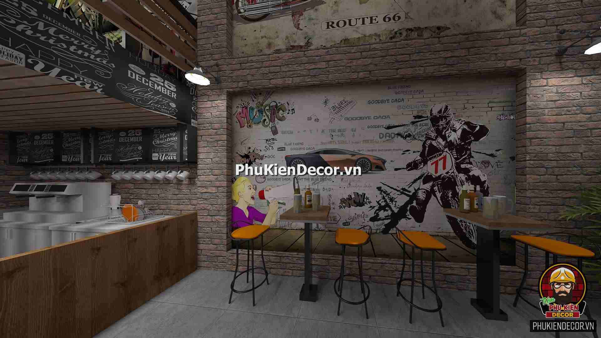 Tranh dán tường 3D moto xe máy thỏa đam mê xe đua tốc độ, xe phân khối lớn