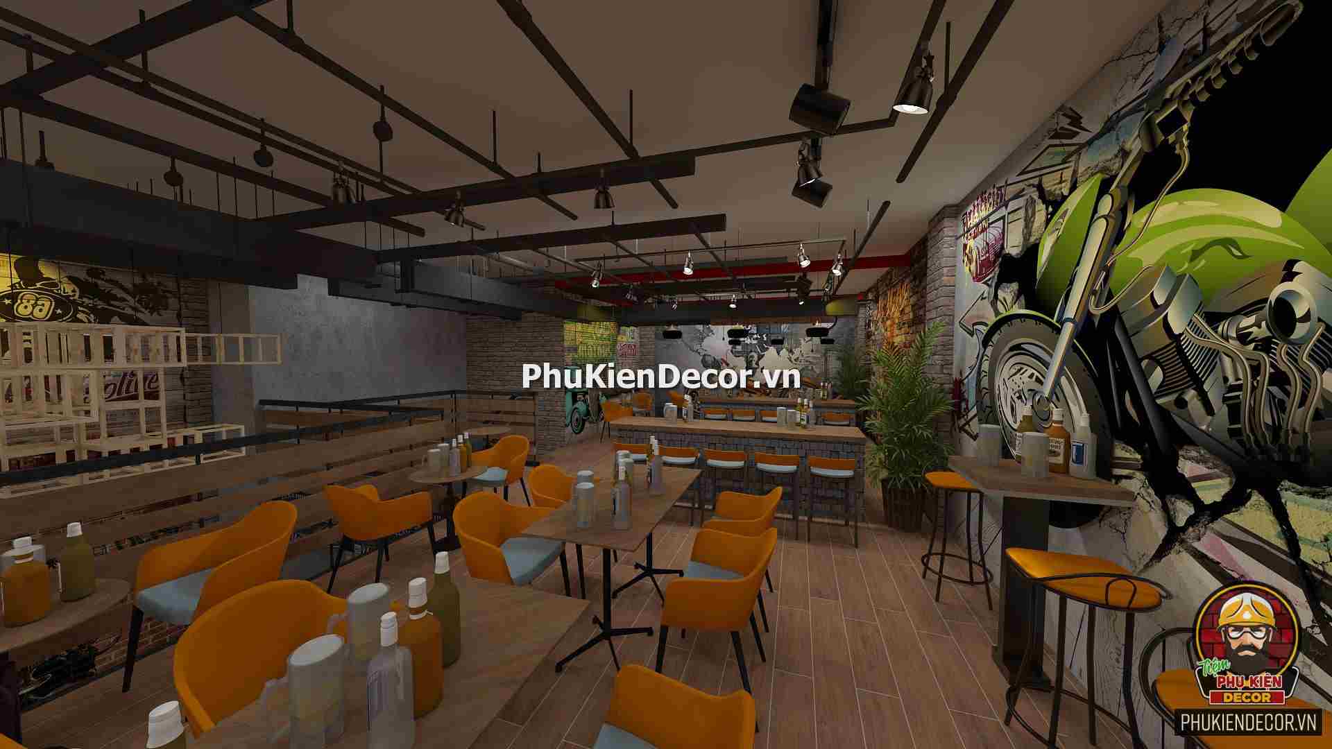 Tranh dán tường 3D moto xe máy thỏa đam mê xe đua tốc độ, xe phân khối lớn