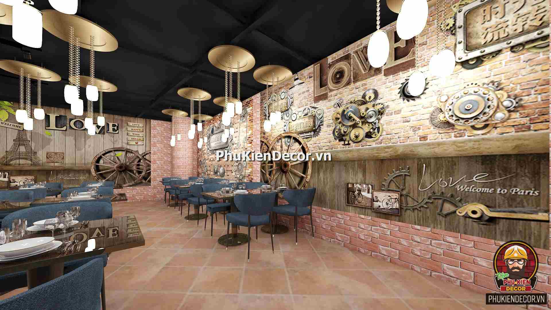 Tranh dán tường 3D Nhà hàng Phong cách Vintage- Retro Hoài niệm Tranh dán tường 3D Nhà hàng Phong cách Vintage- Retro Hoài niệm