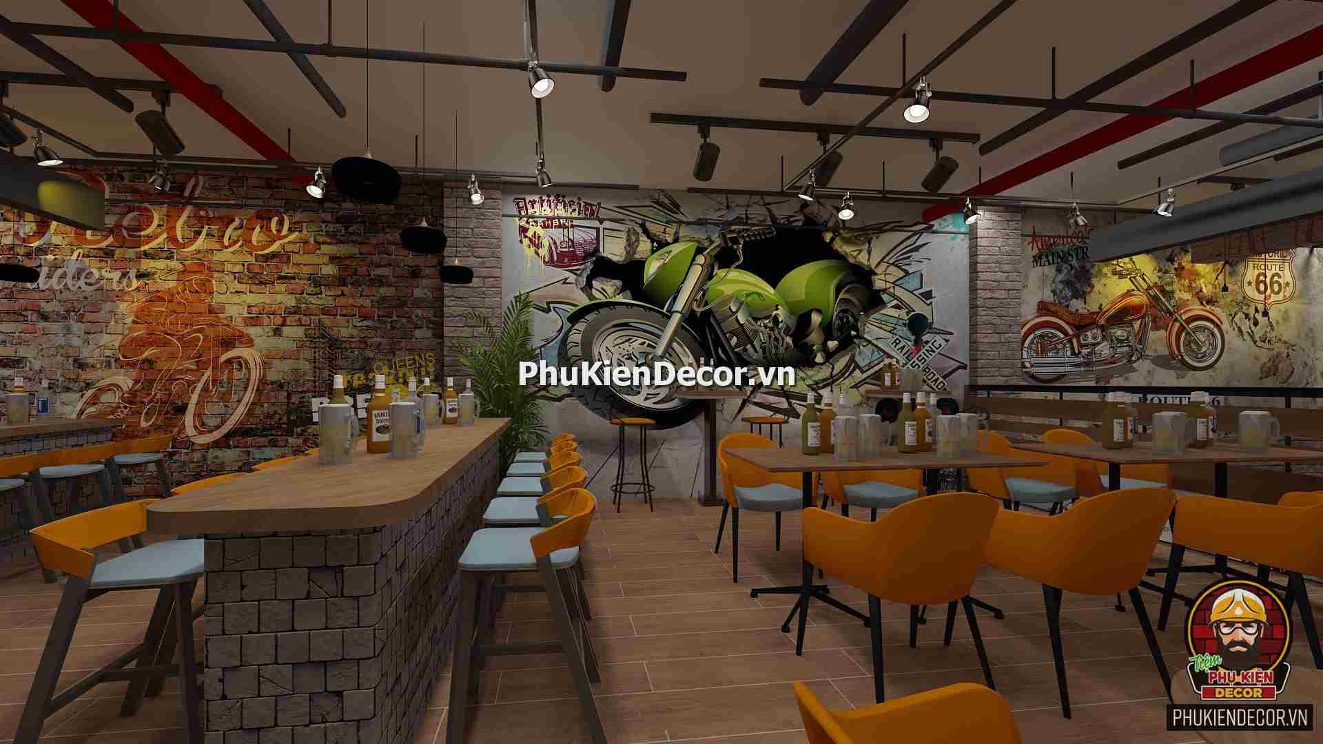 Tranh dán tường 3D Moto - Biker đua xe tốc độ Tranh dán tường 3D Moto - Biker đua xe tốc độ
