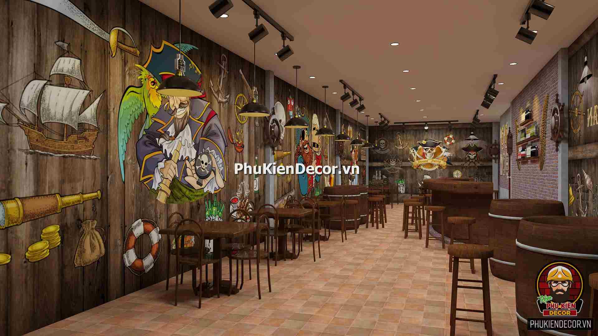 Tranh dán tường 3D phong cách Cướp Biển Caribe Tranh dán tường 3D phong cách Cướp Biển Caribe