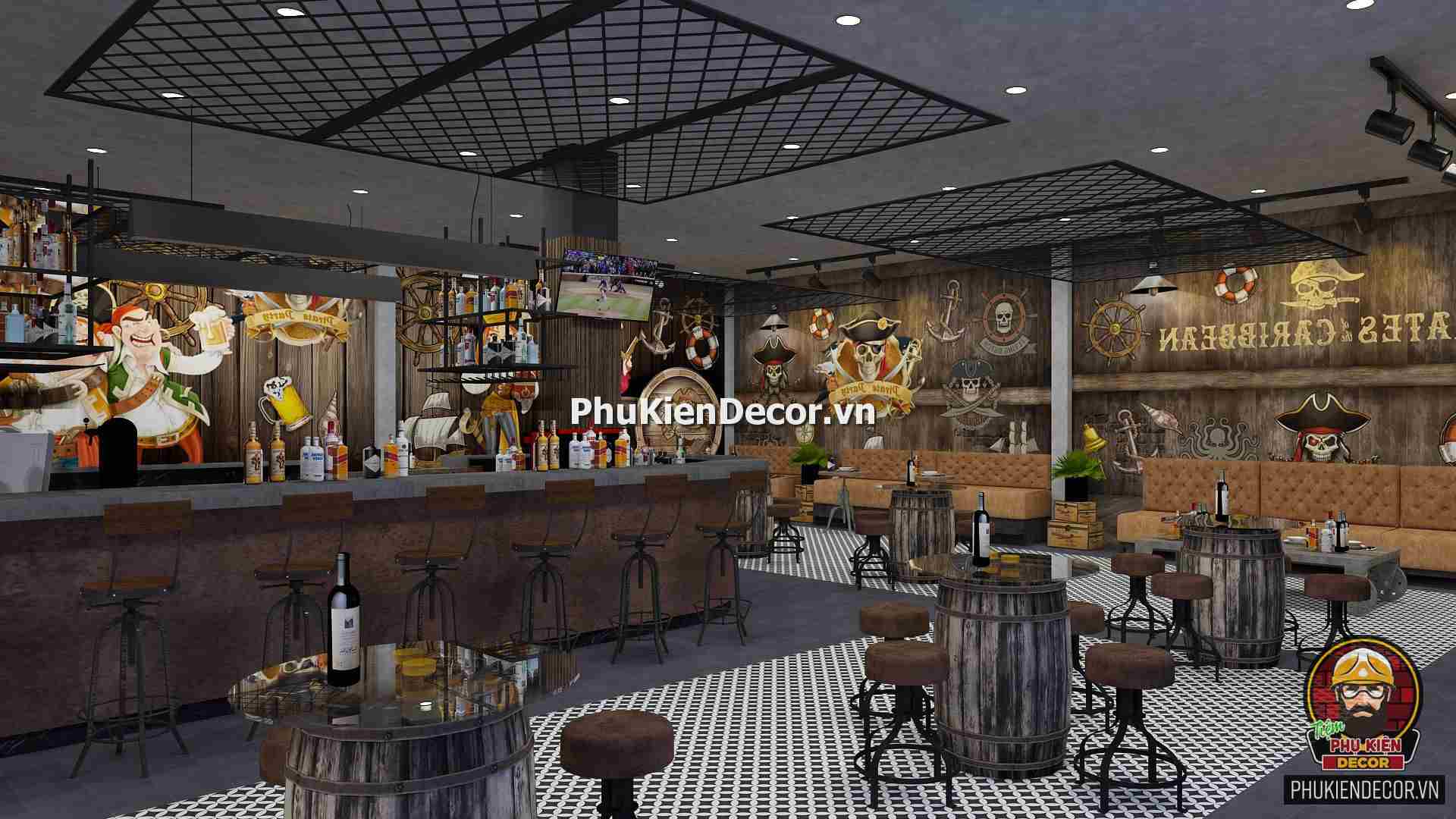 Tranh dán tường 3D phong cách Cướp Biển Caribe Tranh dán tường 3D phong cách Cướp Biển Caribe