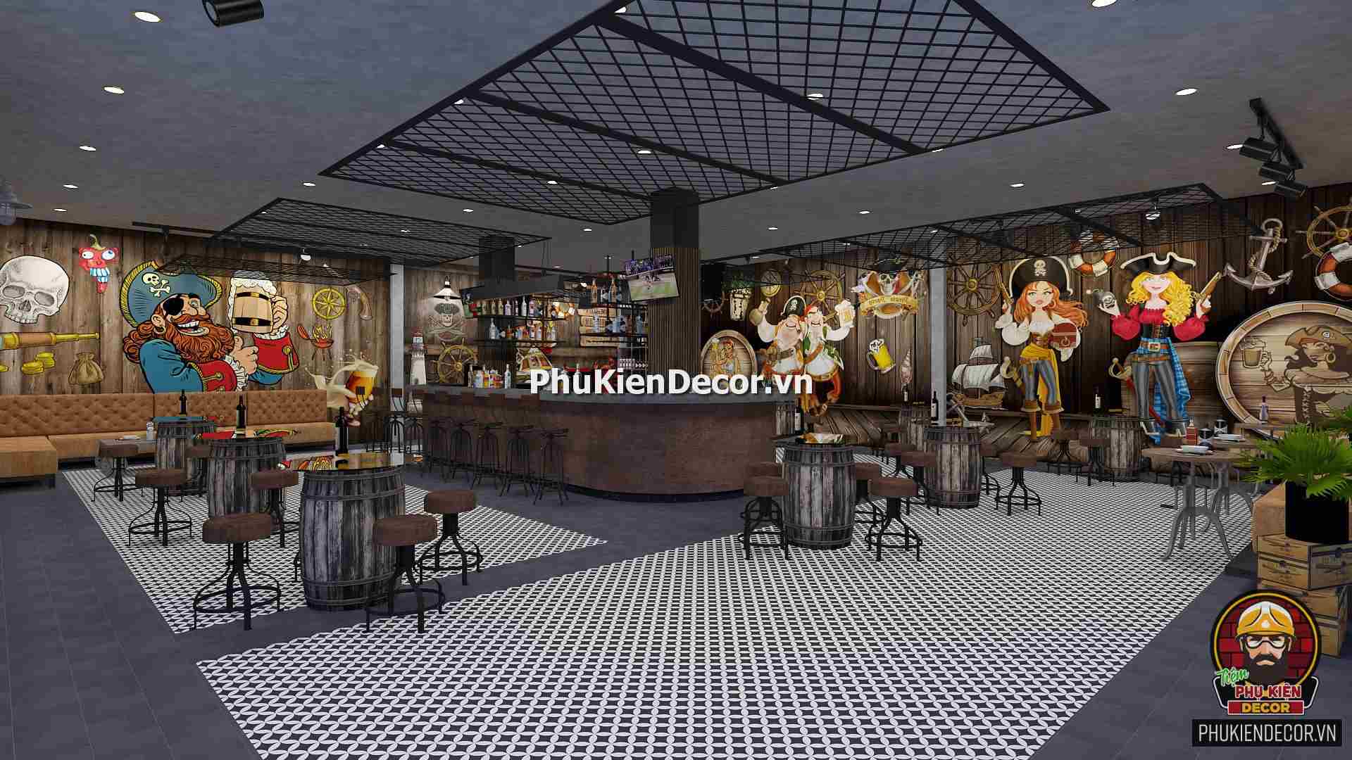 Tranh dán tường 3D phong cách Cướp Biển Caribe Tranh dán tường 3D phong cách Cướp Biển Caribe