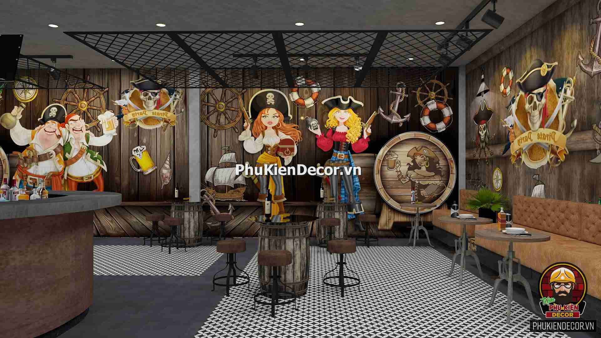 Tranh dán tường 3D phong cách Cướp Biển Caribe Tranh dán tường 3D phong cách Cướp Biển Caribe