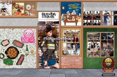 Tranh dán tường 3D phong cách Hàn Quốc đẹp dành cho Quán Ăn, Nhà Hàng, Lẩu Nướng Tranh dán tường 3D phong cách Hàn Quốc đẹp dành cho Quán Ăn, Nhà Hàng, Lẩu Nướng