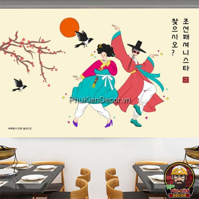 Tranh dán tường 3D phong cách Hàn Quốc hiện đại, mới lạ dành cho quán Cà Phê Tranh dán tường 3D phong cách Hàn Quốc hiện đại, mới lạ dành cho quán Cà Phê