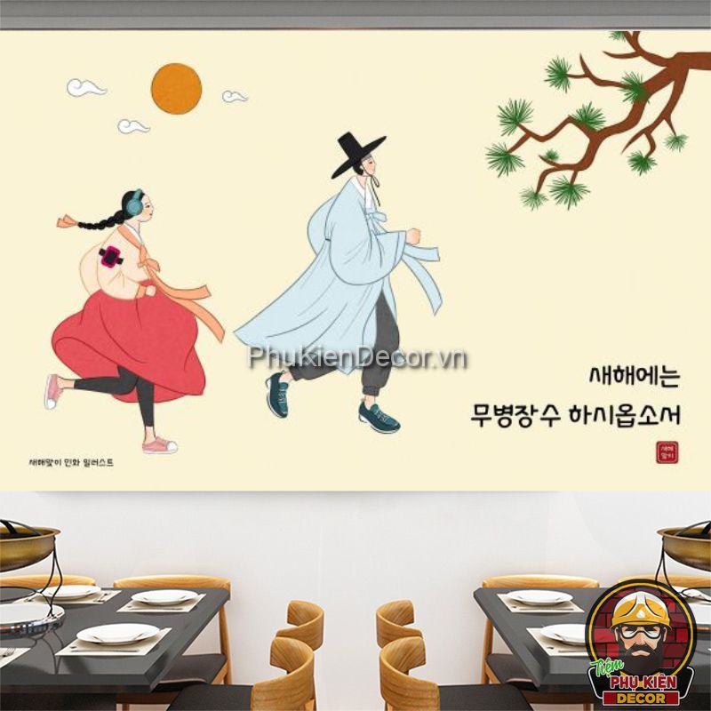 Tranh dán tường 3D phong cách Hàn Quốc Tranh dán tường 3D phong cách Hàn Quốc