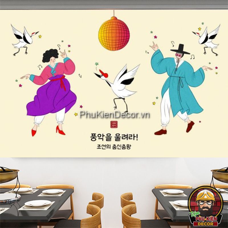 Mẫu tranh dán tường 3D phong cách Hàn Quốc độc đáo Mẫu tranh dán tường 3D phong cách Hàn Quốc độc đáo