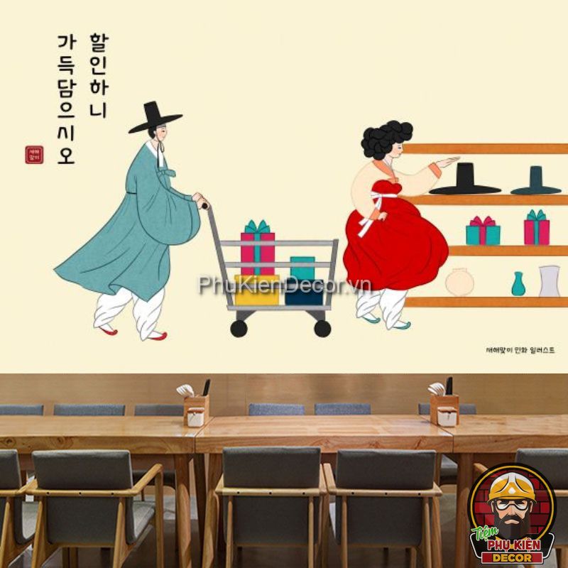 Tranh dán tường 3D phong cách Hàn Quốc Tranh dán tường 3D phong cách Hàn Quốc