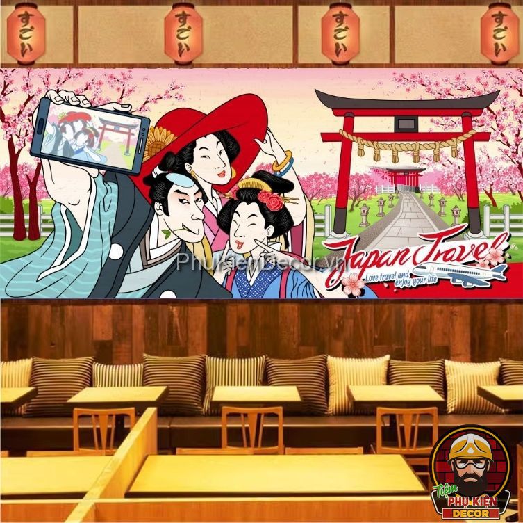 Tranh dán tường 3D phong cách hiện đại Nhật Bản Tranh dán tường 3D phong cách hiện đại Nhật Bản