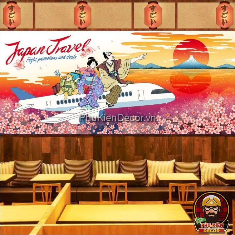Tranh dán tường 3D phong cách hiện đại Nhật Bản Tranh dán tường 3D phong cách hiện đại Nhật Bản