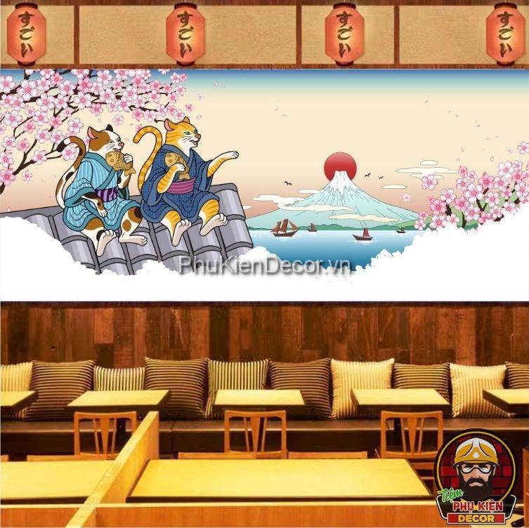 Tranh dán tường 3D phong cách hiện đại Nhật Bản Tranh dán tường 3D phong cách hiện đại Nhật Bản