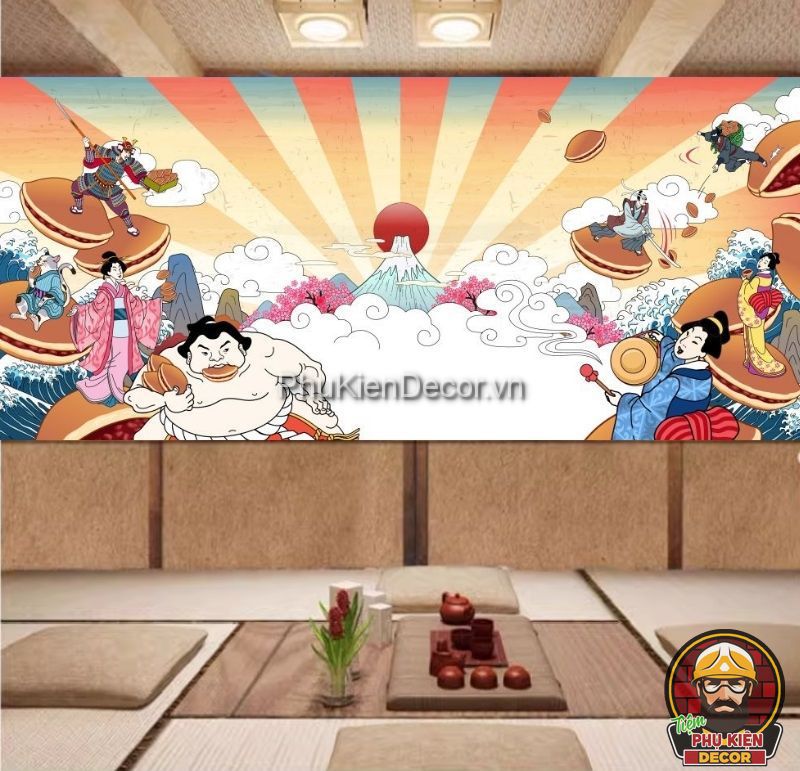Tranh dán tường 3D phong cách hiện đại Nhật Bản Tranh dán tường 3D phong cách hiện đại Nhật Bản