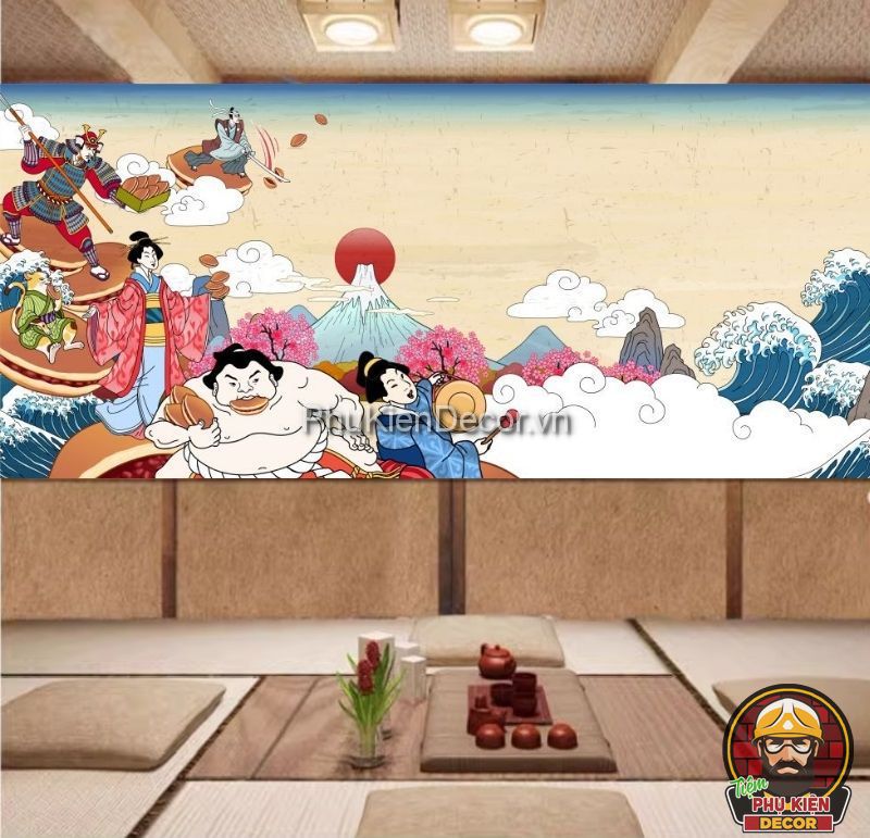 Tranh dán tường 3D phong cách hiện đại Nhật Bản Tranh dán tường 3D phong cách hiện đại Nhật Bản