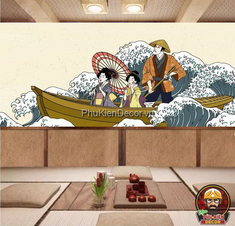 Tranh dán tường 3D phong cách hiện đại Nhật Bản Tranh dán tường 3D phong cách hiện đại Nhật Bản