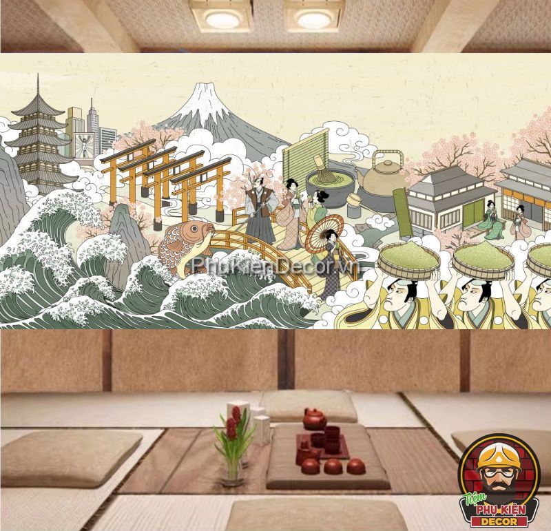 Tranh dán tường phong cách hiện đại Nhật Bản vô cùng mới lạ Tranh dán tường phong cách hiện đại Nhật Bản vô cùng mới lạ