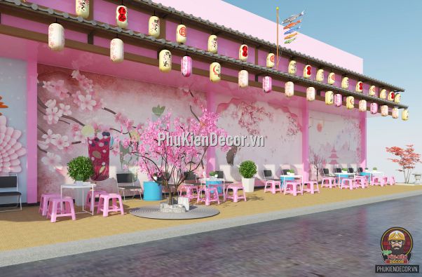 Tranh dán tường 3D cho Quán Trà sữa phong cách Hoa Anh Đào - Nhật Bản Tranh dán tường 3D cho Quán Trà sữa phong cách Hoa Anh Đào - Nhật Bản