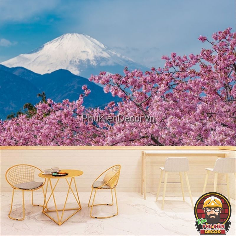 Tranh dán tường 3D phong cảnh hoa Anh Đào của Nhật Bản Tranh dán tường 3D phong cảnh hoa Anh Đào của Nhật Bản