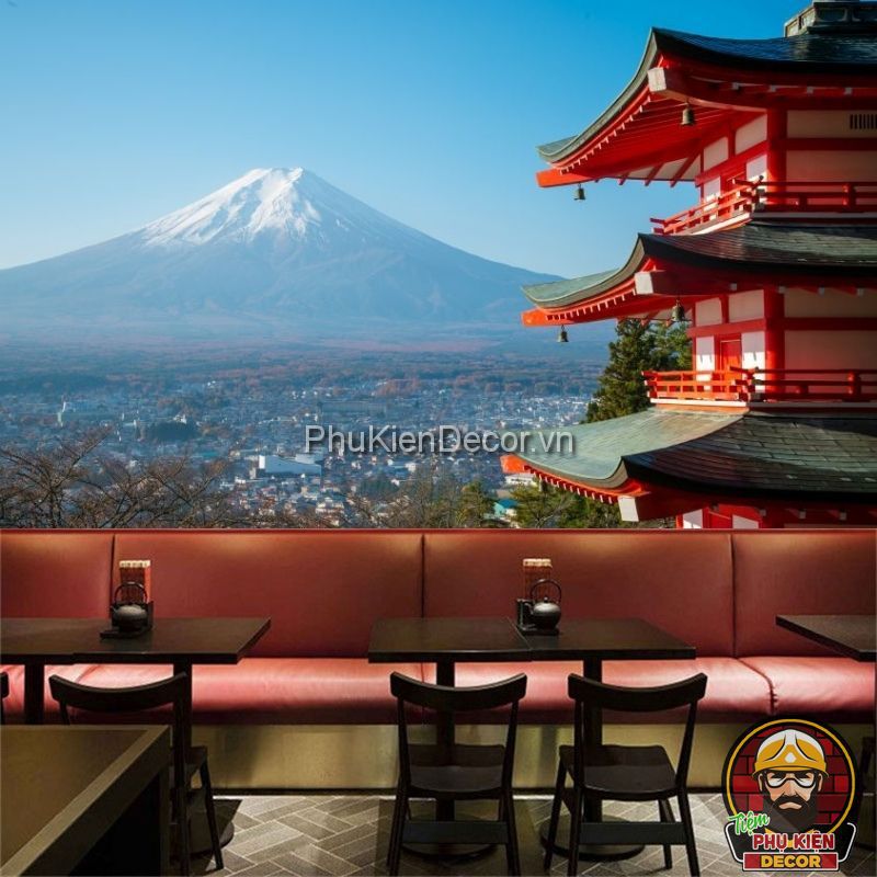 Tranh dán tường 3D phong cảnh núi Phú Sĩ của Nhật Bản Tranh dán tường 3D phong cảnh núi Phú Sĩ của Nhật Bản