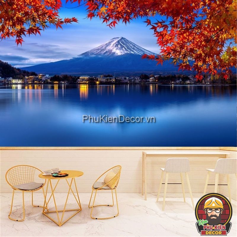 Tranh dán tường 3D phong cảnh núi Phú Sĩ của Nhật Bản Tranh dán tường 3D phong cảnh núi Phú Sĩ của Nhật Bản
