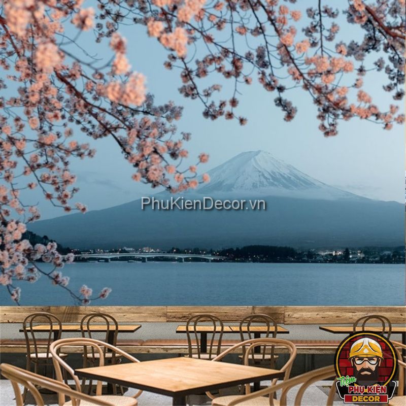 Tranh dán tường 3D phong cảnh núi Phú Sĩ Nhật Bản Tranh dán tường 3D phong cảnh núi Phú Sĩ Nhật Bản