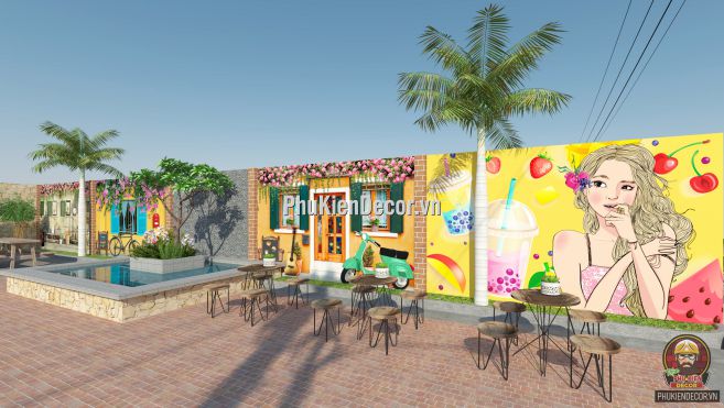 Tranh dán tường 3D phong cảnh thiên nhiên trang trí quán Cafe Tranh dán tường 3D phong cảnh thiên nhiên trang trí quán Cafe