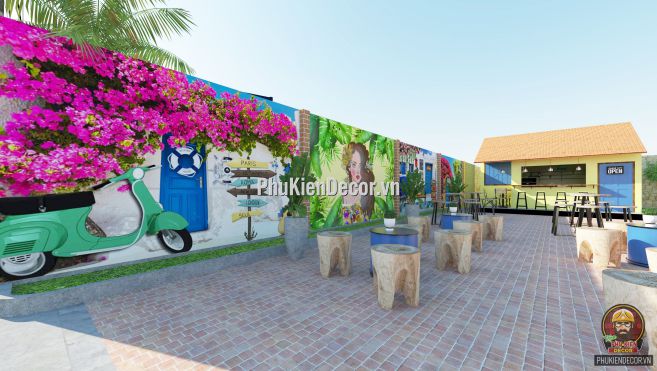 Tranh dán tường 3D phong cảnh thiên nhiên trang trí quán Cafe Tranh dán tường 3D phong cảnh thiên nhiên trang trí quán Cafe