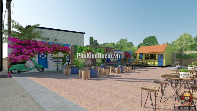 Tranh dán tường 3D phong cảnh Thiên nhiên, trang trí quán Trà sữa, Trà chanh Tranh dán tường 3D phong cảnh Thiên nhiên, trang trí quán Trà sữa, Trà chanh