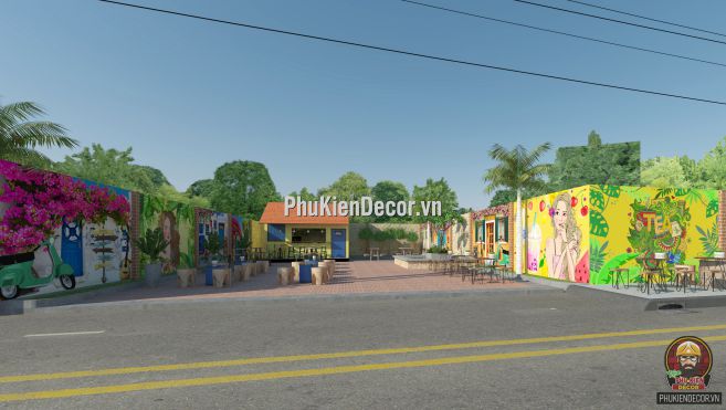 Tranh dán tường 3D phong cảnh Thiên nhiên, trang trí quán Trà sữa, Trà chanh Tranh dán tường 3D phong cảnh Thiên nhiên, trang trí quán Trà sữa, Trà chanh