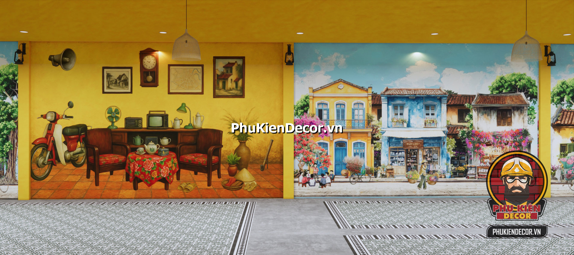 Tranh dán tường 3d phong cách Hà Nội,phố vắng ,mái cũ,người xưa Tranh dán tường 3d phong cách Hà Nội,phố vắng ,mái cũ,người xưa