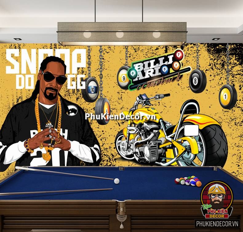 Tranh dán tường 3D Quán Bida kiểu Rapper đường phố đương đại, phá cách Tranh dán tường 3D Quán Bida kiểu Rapper đường phố đương đại, phá cách