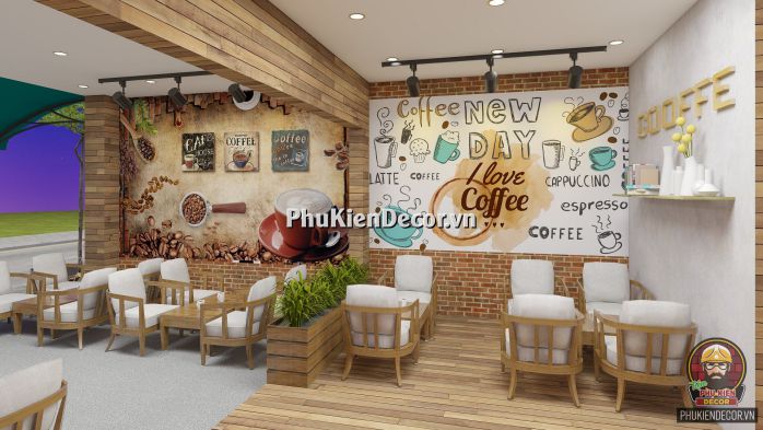 Tranh dán tường 3D quán Cafe chủ đề Vintage Cổ điển, Châu Âu Tranh dán tường 3D quán Cafe chủ đề Vintage Cổ điển, Châu Âu