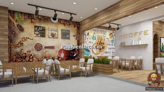 Tranh dán tường 3D quán Cafe chủ đề Vintage Cổ điển, Châu Âu Tranh dán tường 3D quán Cafe chủ đề Vintage Cổ điển, Châu Âu