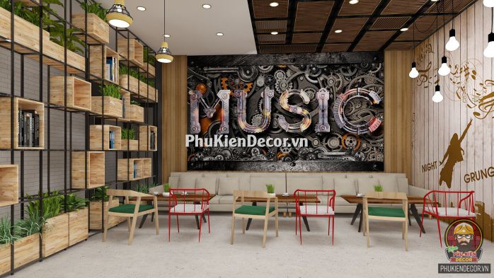 Mẫu tranh dán tường quán Cafe Đường Phố - Âm nhạc Mẫu tranh dán tường quán Cafe Đường Phố - Âm nhạc