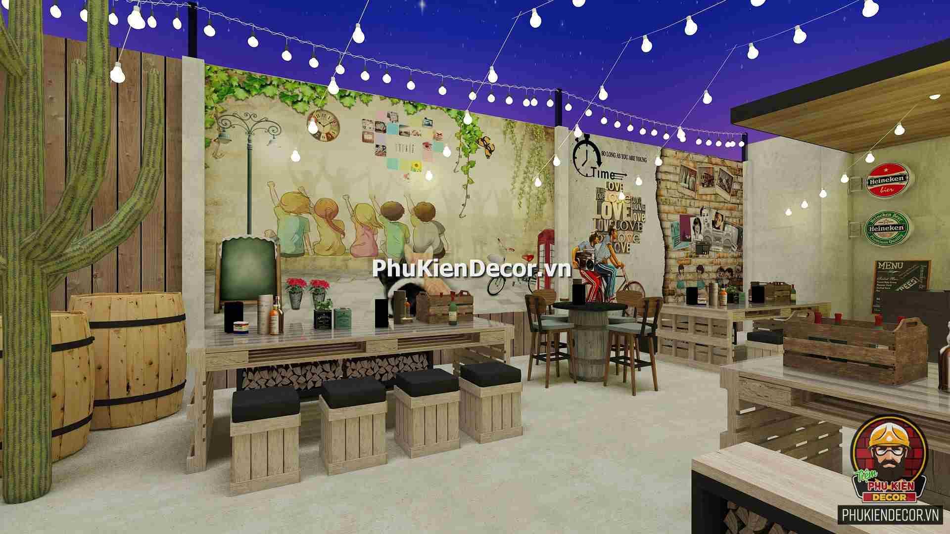 Tranh dán tường 3D quán Nhạc Auscotic - Quán Bar, Rượu, Bia sân vườn, ngoài trời mang đầy Hoài niệm Tranh dán tường 3D quán Nhạc Auscotic - Quán Bar, Rượu, Bia sân vườn, ngoài trời mang đầy Hoài niệm