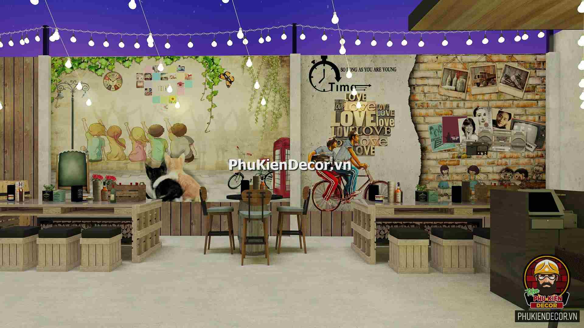 Tranh dán tường 3D quán Nhạc Auscotic - Quán Bar, Rượu, Bia sân vườn, ngoài trời mang đầy Hoài niệm Tranh dán tường 3D quán Nhạc Auscotic - Quán Bar, Rượu, Bia sân vườn, ngoài trời mang đầy Hoài niệm
