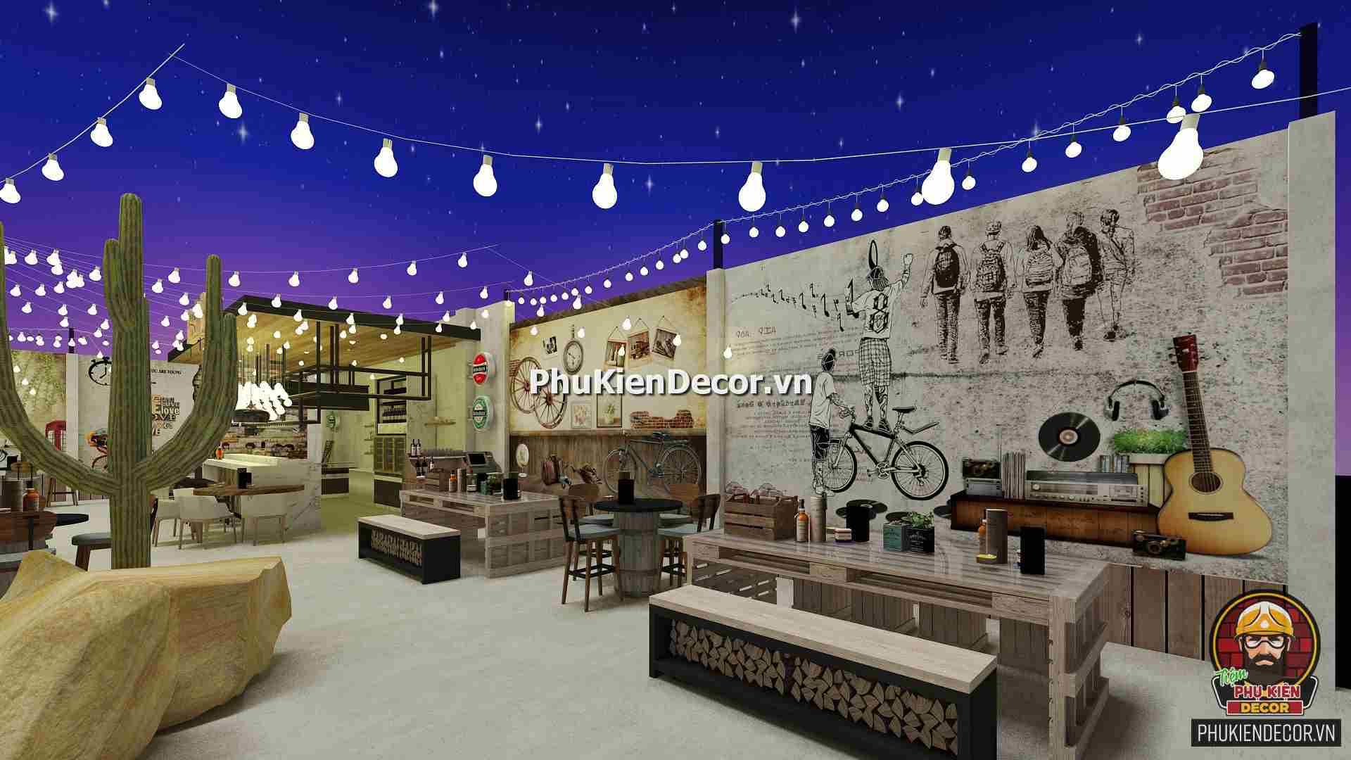 Tranh dán tường 3D quán Nhạc Auscotic - Quán Bar, Rượu, Bia sân vườn, ngoài trời mang đầy Hoài niệm Tranh dán tường 3D quán Nhạc Auscotic - Quán Bar, Rượu, Bia sân vườn, ngoài trời mang đầy Hoài niệm