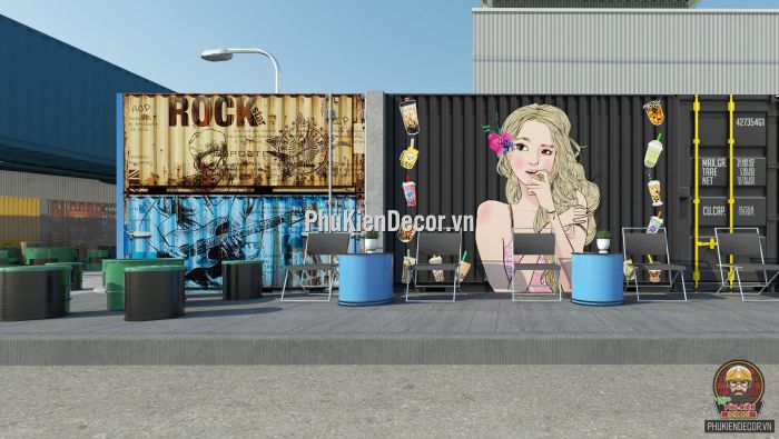 Tranh dán tường 3D quán Trà sữa ấn tượng, phá cách, độc đáo Tranh dán tường 3D quán Trà sữa ấn tượng, phá cách, độc đáo