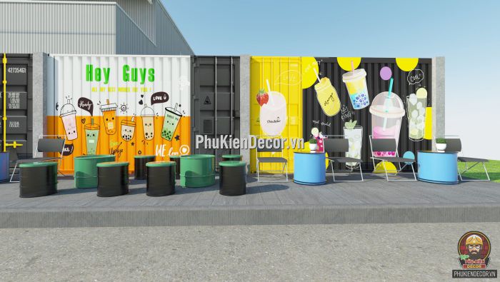 Tranh dán tường 3D quán Trà sữa ấn tượng, phá cách, độc đáo Tranh dán tường 3D quán Trà sữa ấn tượng, phá cách, độc đáo