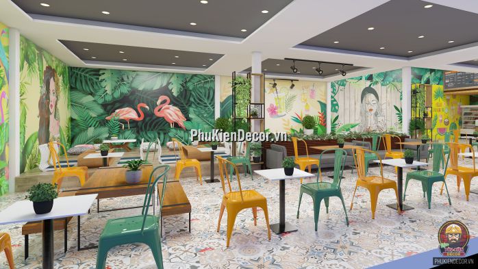 Tranh dán tường 3D quán Trà sữa, chủ đề thiên nhiên, sử dụng cho Quán Văn Phòng, Máy lạnh Tranh dán tường 3D quán Trà sữa, chủ đề thiên nhiên, sử dụng cho Quán Văn Phòng, Máy lạnh