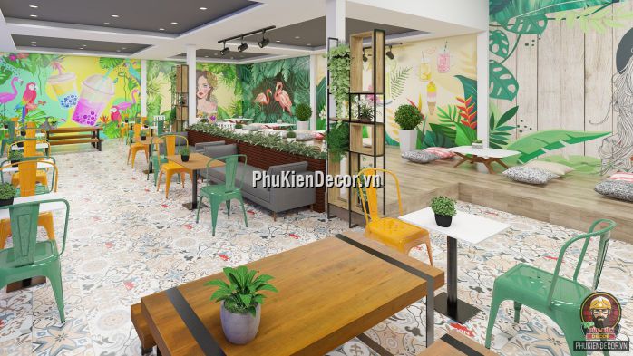 Tranh dán tường 3D quán Trà sữa, chủ đề thiên nhiên, sử dụng cho Quán Văn Phòng, Máy lạnh Tranh dán tường 3D quán Trà sữa, chủ đề thiên nhiên, sử dụng cho Quán Văn Phòng, Máy lạnh